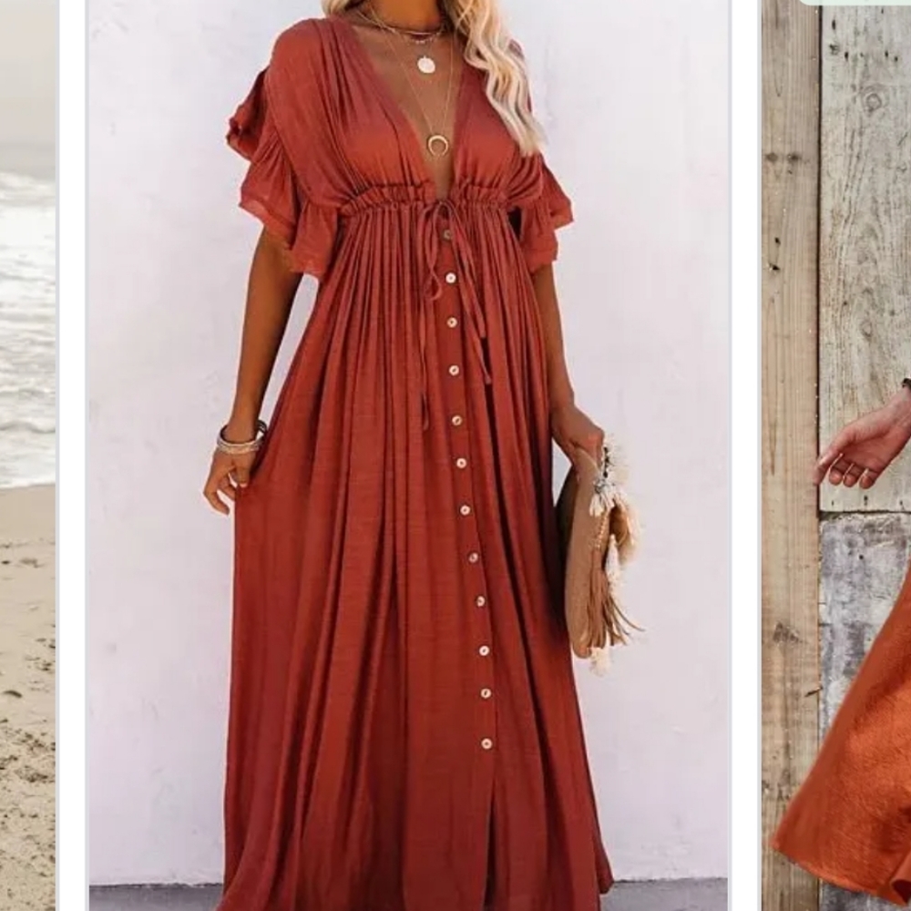 Anika Pocketed Button Down Maxi Dress Vici